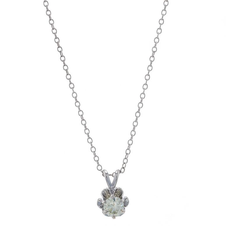 White Gold Diamond Solitaire Necklace 17 3/4