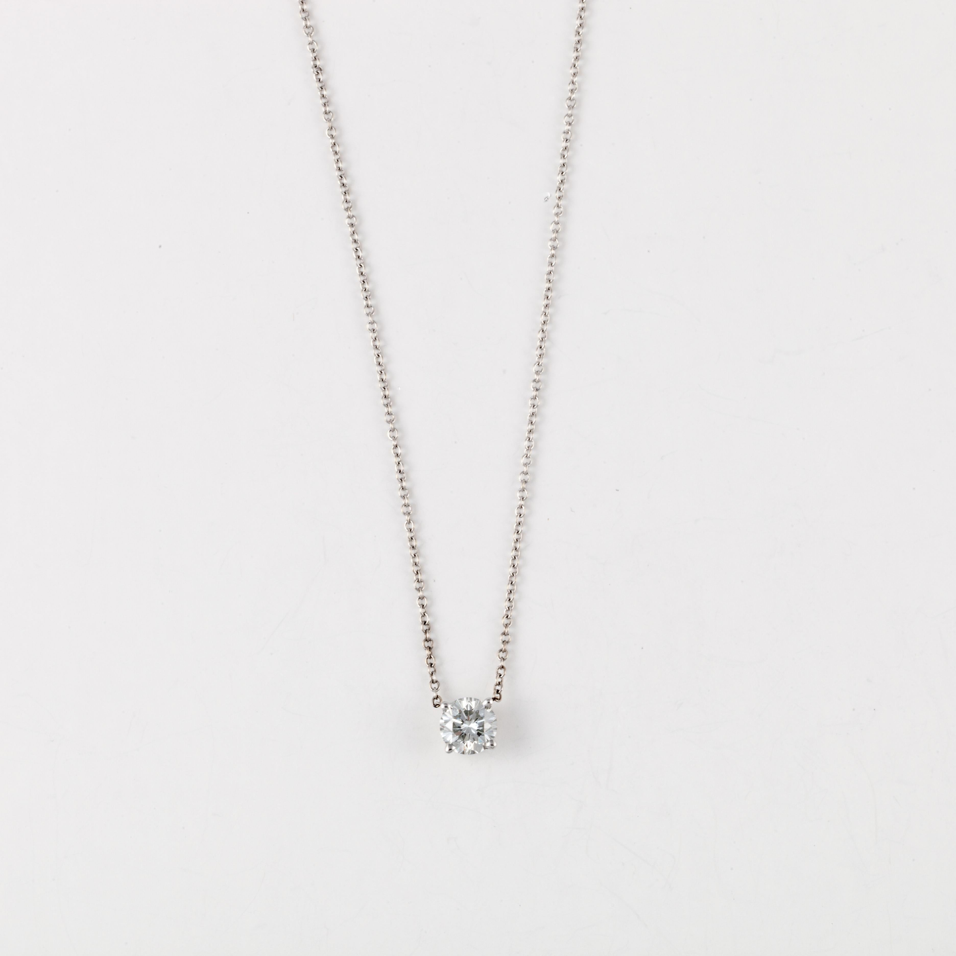 Round Cut White Gold Diamond Solitaire Necklace