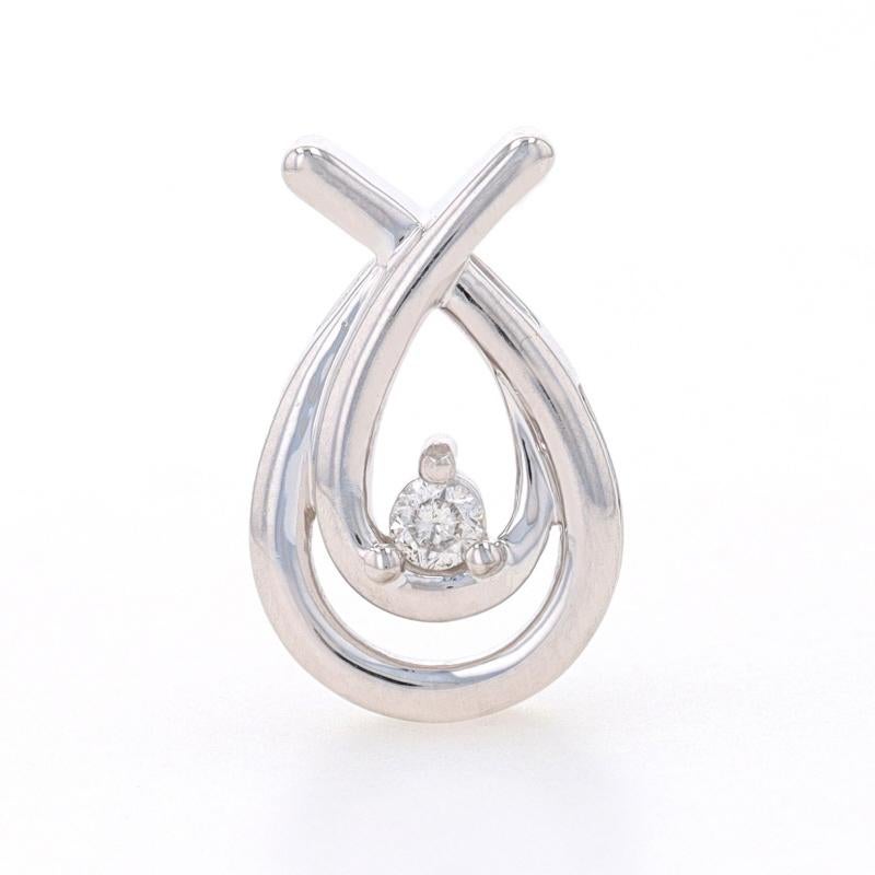 Metal Content: 10k White Gold

Stone Information

Natural Diamond
Carat(s): .06ct
Cut: Round Brilliant
Color: I
Clarity: I1

Style: Solitaire
Theme: Hugs Love

Measurements

Tall: 21/32