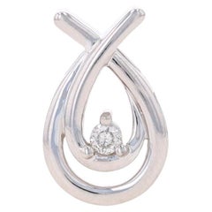 Pendentif solitaire en or blanc diamant - 10k Round Brilliant Hugs Love