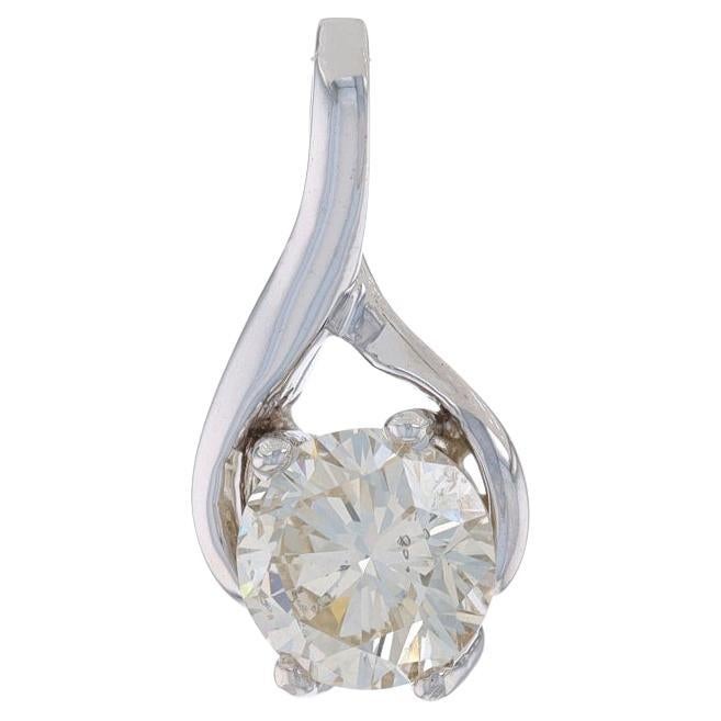 Ciondolo solitario con diamante in oro bianco - 14k Brilliante rotondo 1,48ct