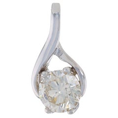 Pendentif en or blanc avec solitaire en diamant - 14k Brillant rond 1.48ct
