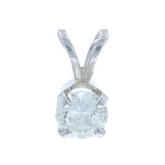 White Gold Diamond Solitaire Pendant 14k Round Brilliant .50ct