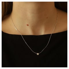 White Gold Diamond Solitaire Pendant Necklace - 14k Round .47ct GIA Adjustable