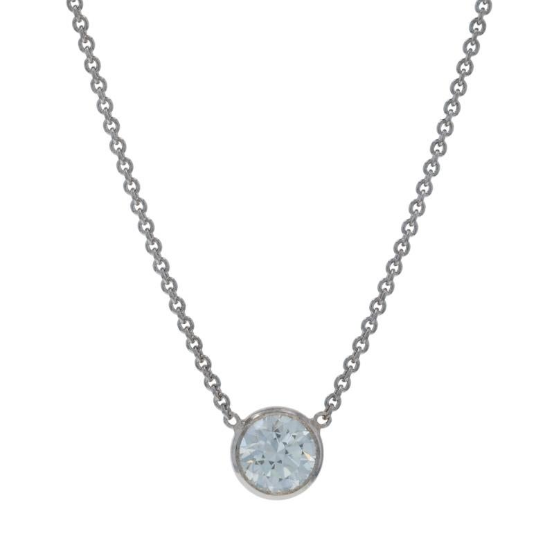 White Gold Diamond Solitaire Pendant Necklace - 14k Round Brilliant .70ct GIA
