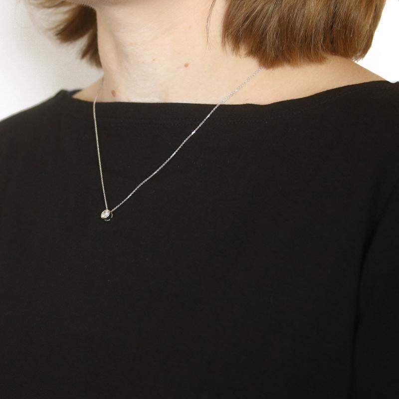 Women's White Gold Diamond Solitaire Pendant Necklace - 14k Round Cut .52ct Adjustable For Sale