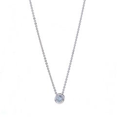 White Gold Diamond Solitaire Pendant Necklace 16 1/4" -14k Round .35ct Bezel Set