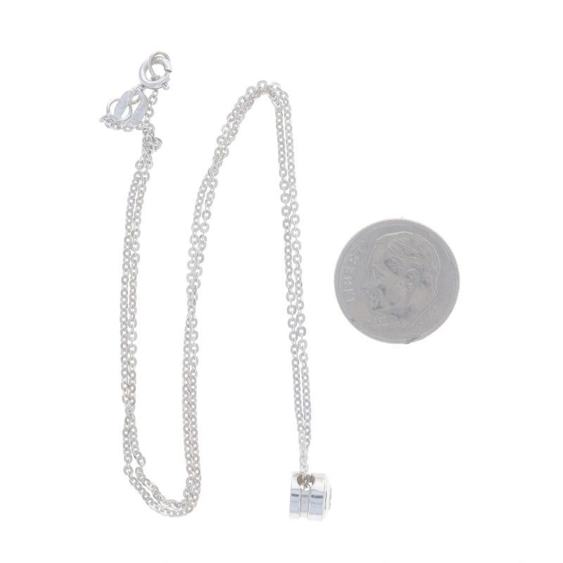Taille ronde Collier pendentif solitaire en or blanc 16 1/4