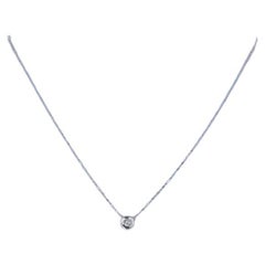 White Gold Diamond Solitaire Pendant Necklace 18" - 14k Round Brilliant .17ct