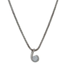 White Gold Diamond Solitaire Pendant Necklace 18" - 18k Round Brilliant .16ct