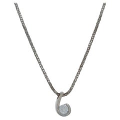 White Gold Diamond Solitaire Pendant Necklace 18" - 18k Round Brilliant .16ct