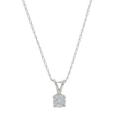 White Gold Diamond Solitaire Pendant Necklace 20" - 14k Round Brilliant .25ct