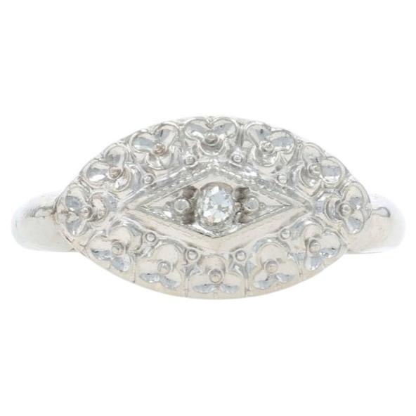 White Gold Diamond Solitaire Ring - 10k Single Cut For Sale