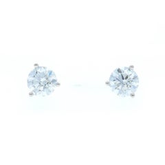 White Gold Diamond Solitaire Stud Earrings 14k Round 1.82ctw GIA Martini Set