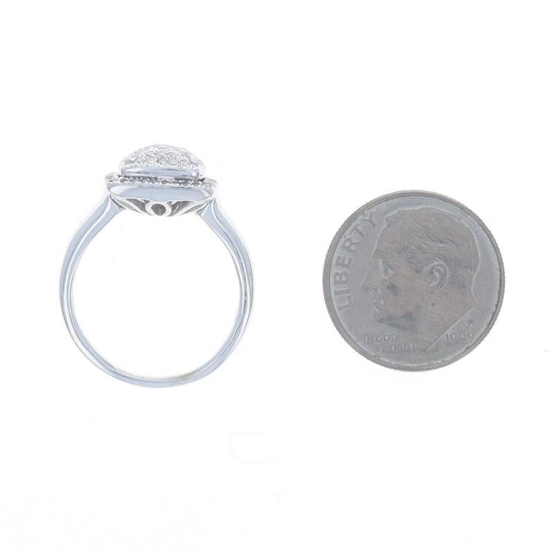 Donna Anello aureolato quadrato con diamanti in oro bianco 14k, Brilliante rotondo 0,50 ct. in vendita