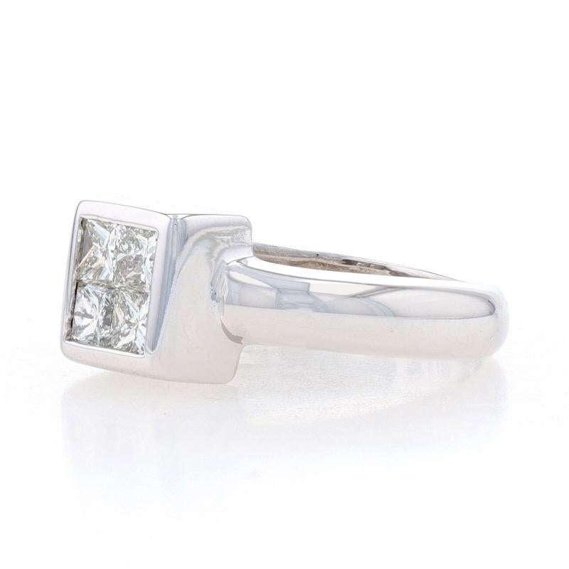 Princess Cut White Gold Diamond Square Cluster Ring - 14k Princess .64ctw Engagement For Sale