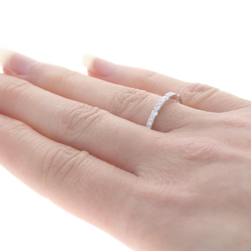 Women's White Gold Diamond Stackable Band - 14k Round Cut .31ctw Milgrain Wedding Ring For Sale