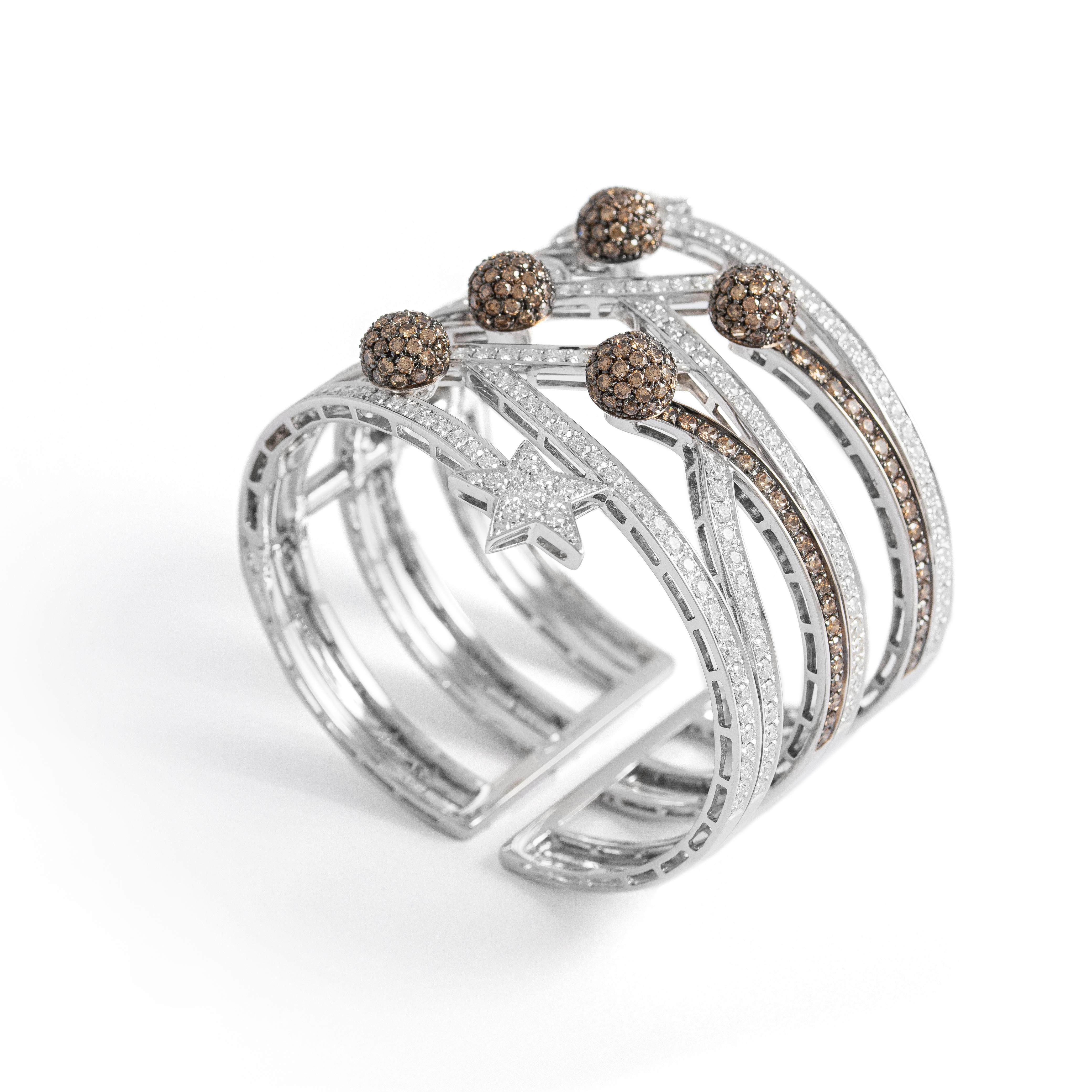 Bracelet étoile en or blanc 18K avec diamant Pour femmes en vente