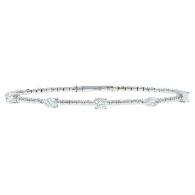 Bracciale flessibile con stazione di diamanti in oro bianco da 6 3/4" - 14k Ovale 1.25ctw in vendita