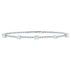 Bracciale flessibile con stazione di diamanti in oro bianco da 6 3/4" - 14k Ovale 1.25ctw