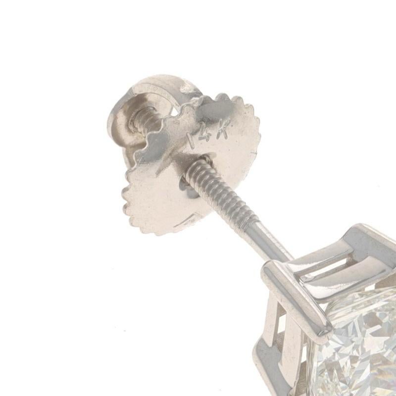 Boucles d'oreilles diamant en or blanc - 14k Princesse 1.75ctw GSI Pierced Screw-Ons Pour femmes en vente