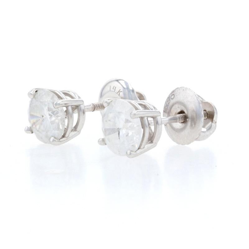 Contenuto del metallo: Oro bianco 14k 

Informazioni sulla pietra: 
Diamanti naturali
Carati totali: 1,23ctw (pesato) 
Taglio: Rotondo brillante 
Colore: E - F 
Chiarezza: I2 

Stile: Borchia 
Tipo di chiusura: Chiusure a vite forate  

Misure: