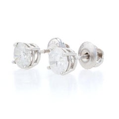 Orecchini con diamanti in oro bianco, 14k, tondi da 1,23 ct. con chiusura a vite