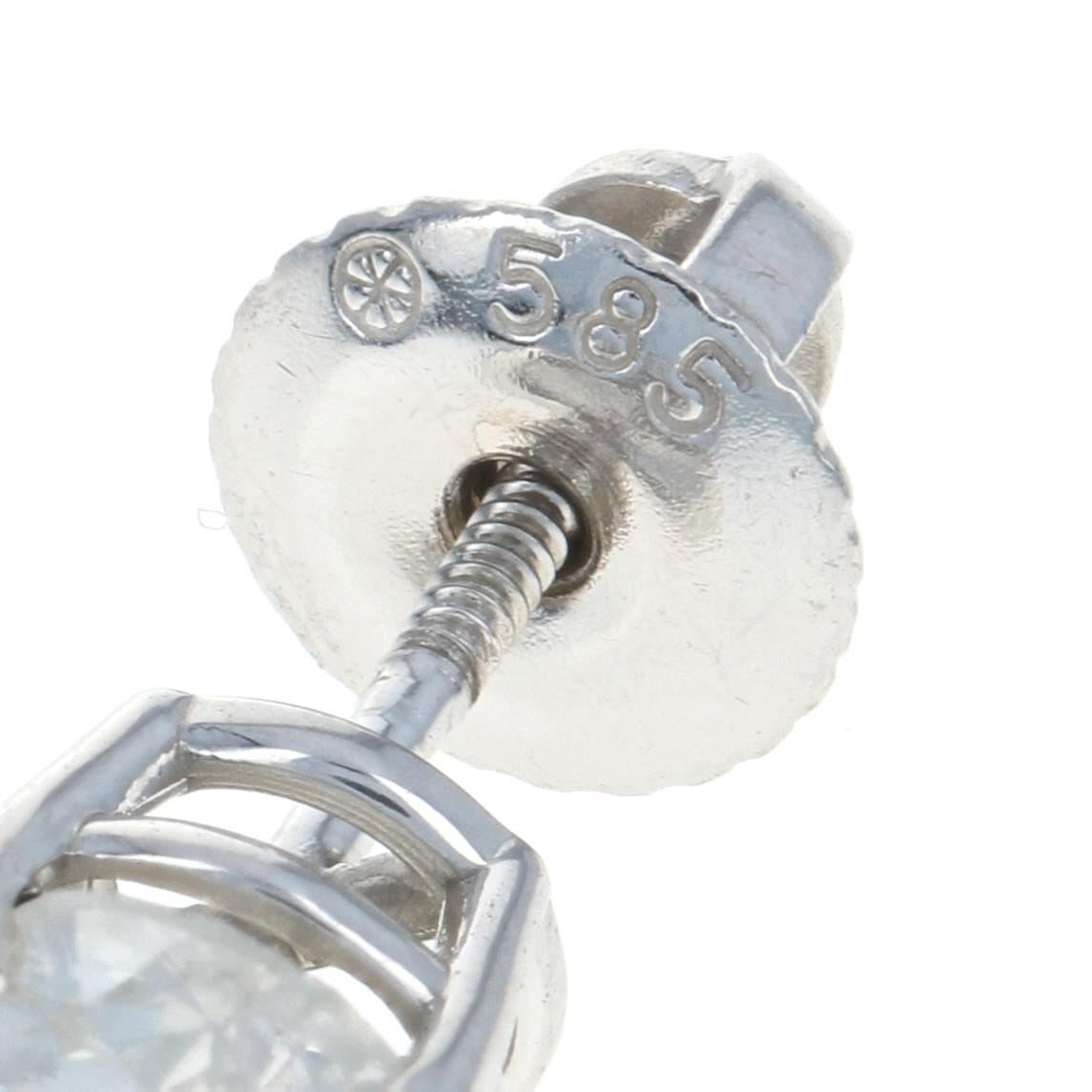 Donna Orecchini con diamanti in oro bianco, 14k, tondi da 1,23 ct. con chiusura a vite in vendita
