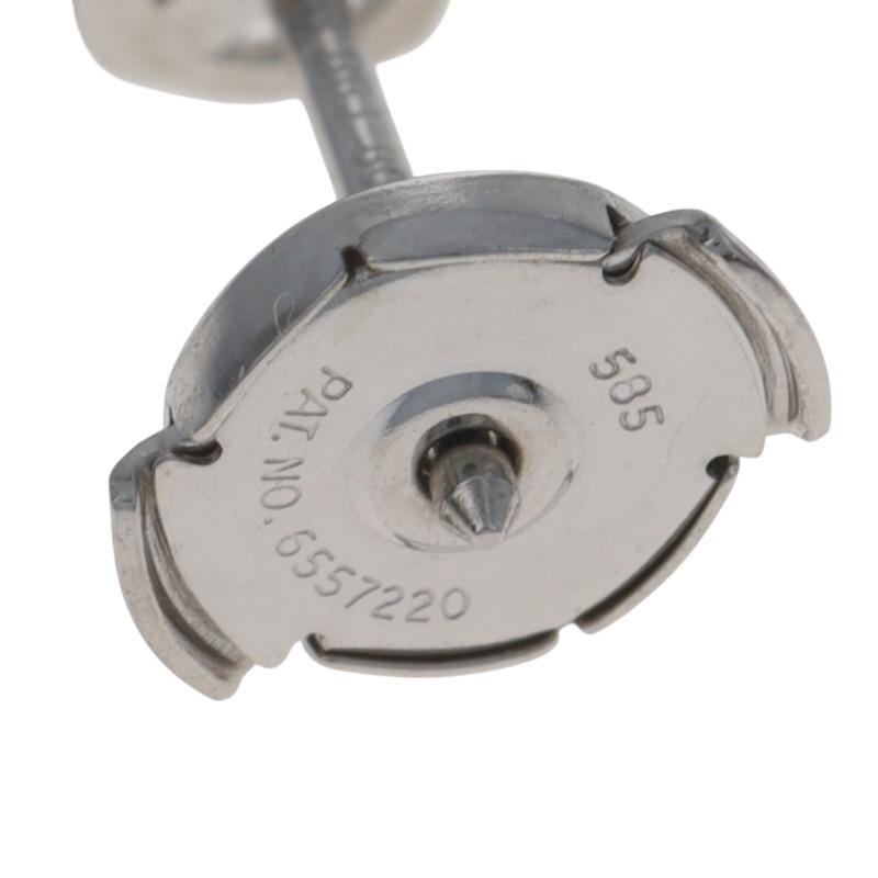 Pendientes de oro blanco con diamantes - 14k redondos 1.60ctw La Pousette perforados en venta 2