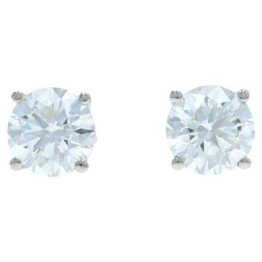 Pendientes de oro blanco con diamantes - 14k redondos 1.60ctw La Pousette perforados en venta