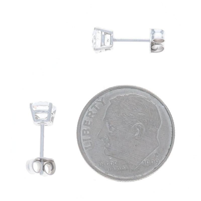 White Gold Diamond Stud Earrings - 14k Round Brilliant 1.00ctw Pierced In condizioni ottime in vendita a Greensboro, NC