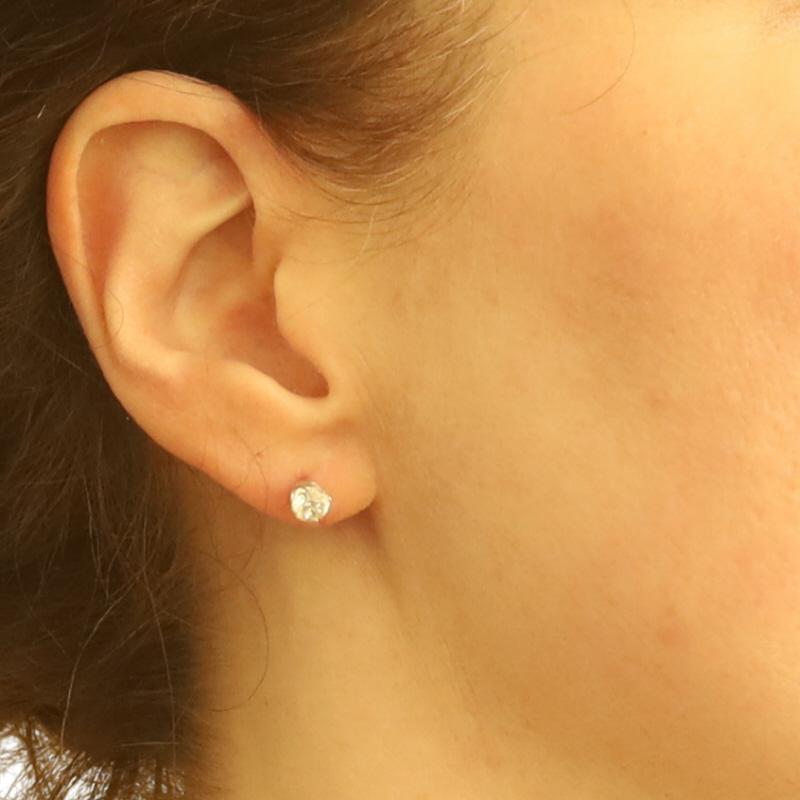 Taglio rotondo Orecchini con diamanti in oro bianco - 14k Round Brilliante 1.01ctw - forati in vendita