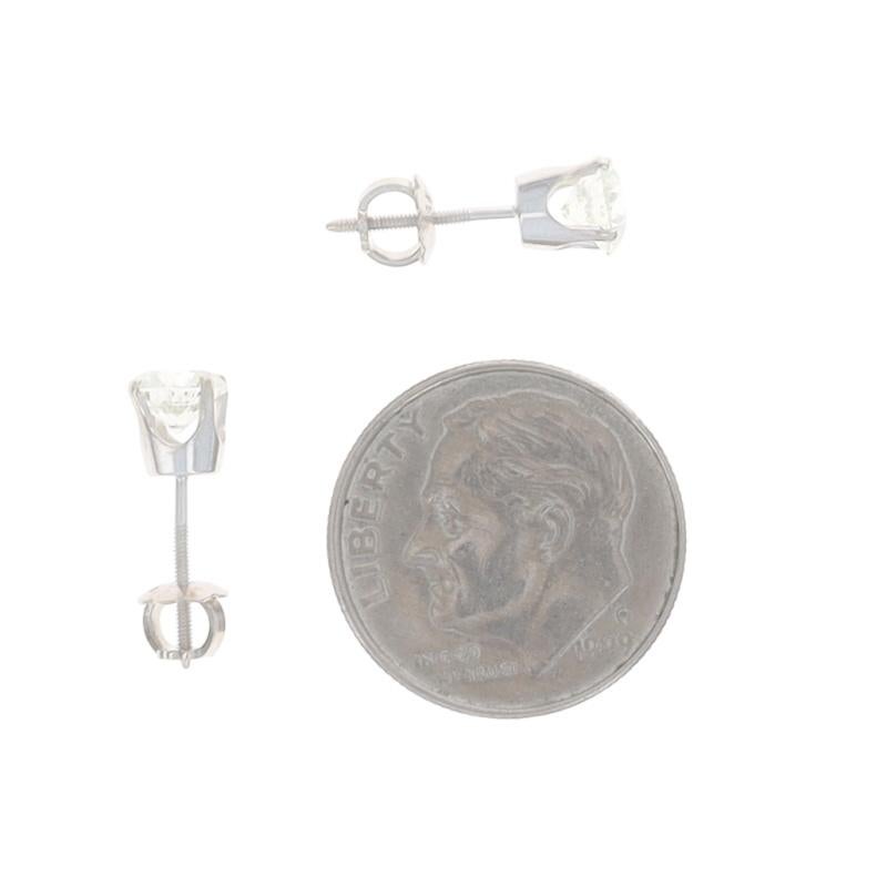 Donna Orecchini con diamanti in oro bianco - 14k Round Brilliante 1.01ctw - forati in vendita