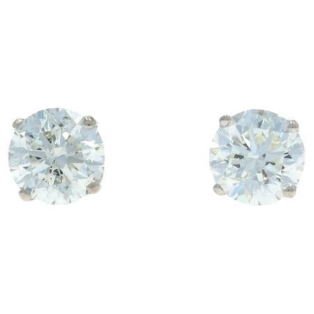 Orecchini con diamanti in oro bianco - 14k Round Brilliante 1.01ctw - forati