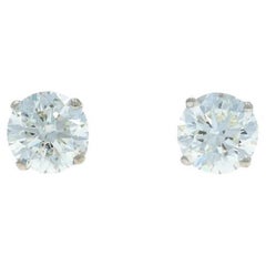 Orecchini con diamanti in oro bianco - 14k Round Brilliante 1.01ctw - forati