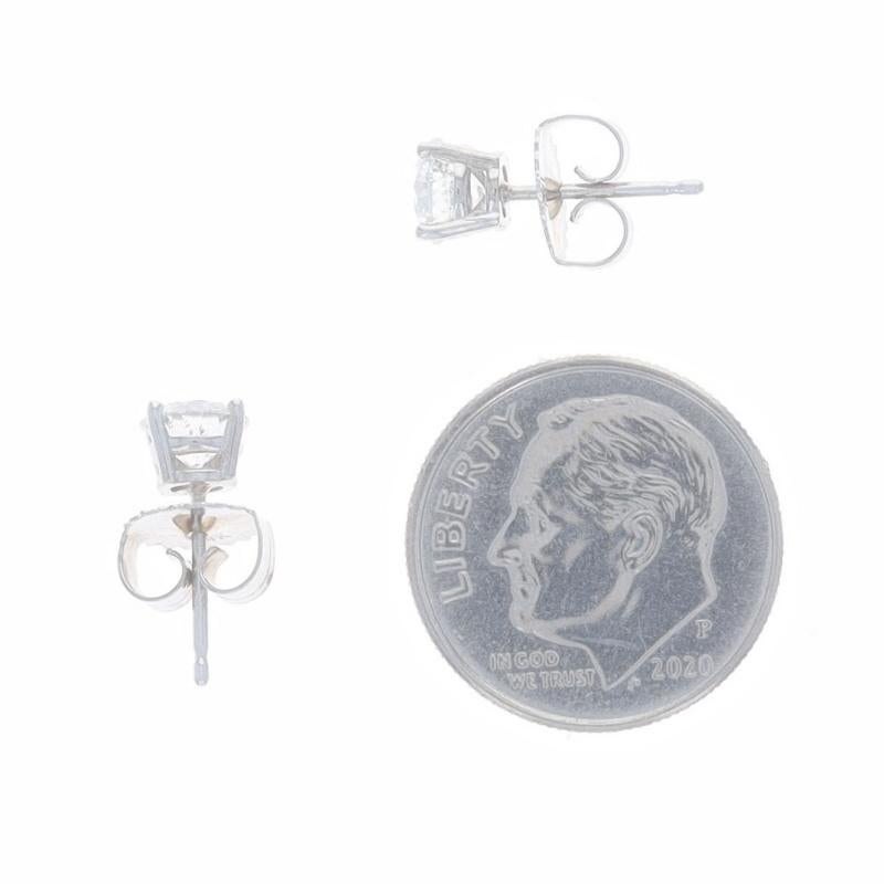 Women's White Gold Diamond Stud Earrings - 14k Round Brilliant 1.04ctw Pierced