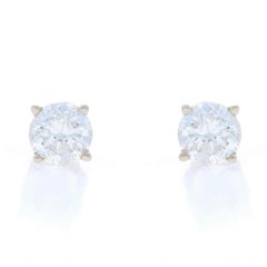 Boucles d'oreilles diamant en or blanc - 14k Brilliante ronde 1.04ctw Pierce