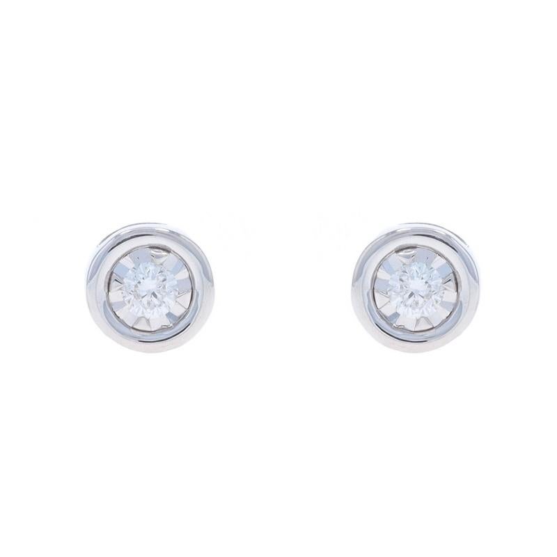 Metal Content: 14k White Gold

Stone Information

Natural Diamonds
Carat(s): .10ctw
Cut: Round Brilliant
Color: H - I
Clarity: VS1 - VS2

Total Carats: .10ctw

Style: Stud
Fastening Type: Butterfly Closures

Measurements

Diameter: 7/32