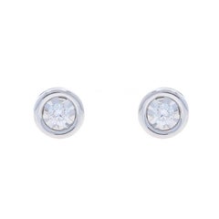 Boucles d'oreilles diamant en or blanc - 14k brillant rond .10ctw Pierce
