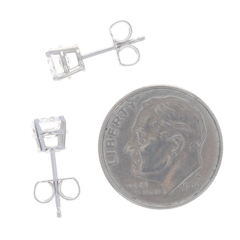 Donna Orecchini con diamanti in oro bianco - 14k Round Brilliante 1.10ctw - Forati in vendita