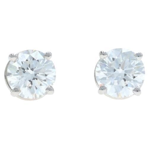 Orecchini con diamanti in oro bianco - 14k Round Brilliante 1.10ctw - Forati