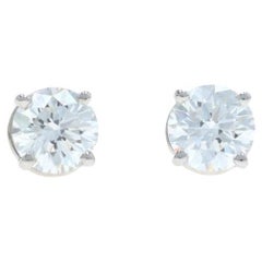Orecchini con diamanti in oro bianco - 14k Round Brilliante 1.10ctw - Forati