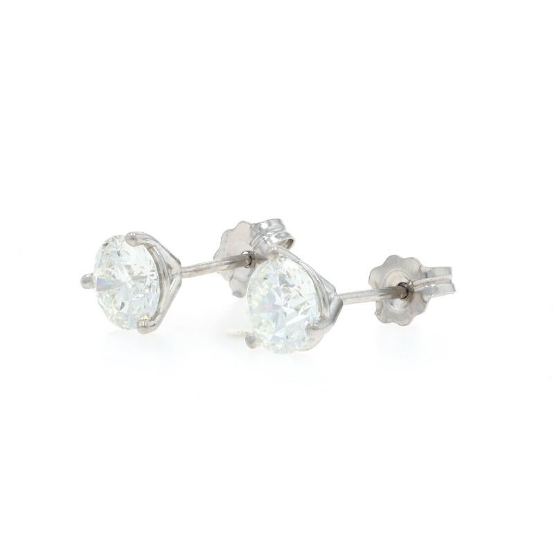 Orecchini con diamanti in oro bianco 14k a brillante rotondo da 1,40ctw GIA In condizioni ottime in vendita a Greensboro, NC
