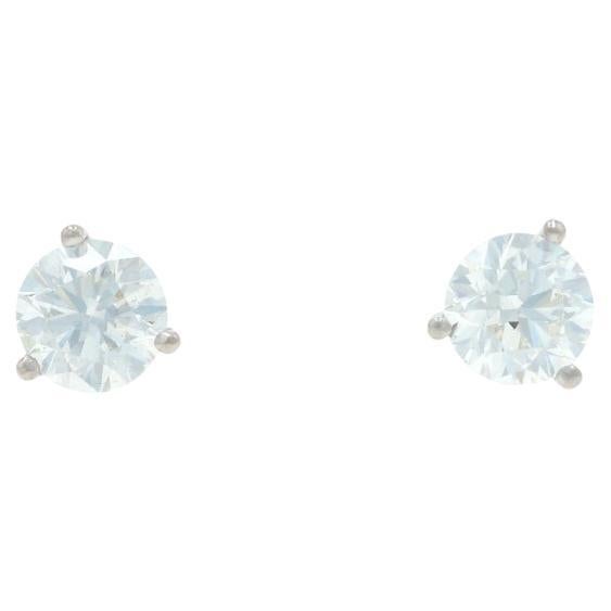Orecchini con diamanti in oro bianco 14k a brillante rotondo da 1,40ctw GIA