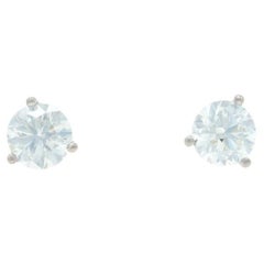Orecchini con diamanti in oro bianco 14k a brillante rotondo da 1,40ctw GIA