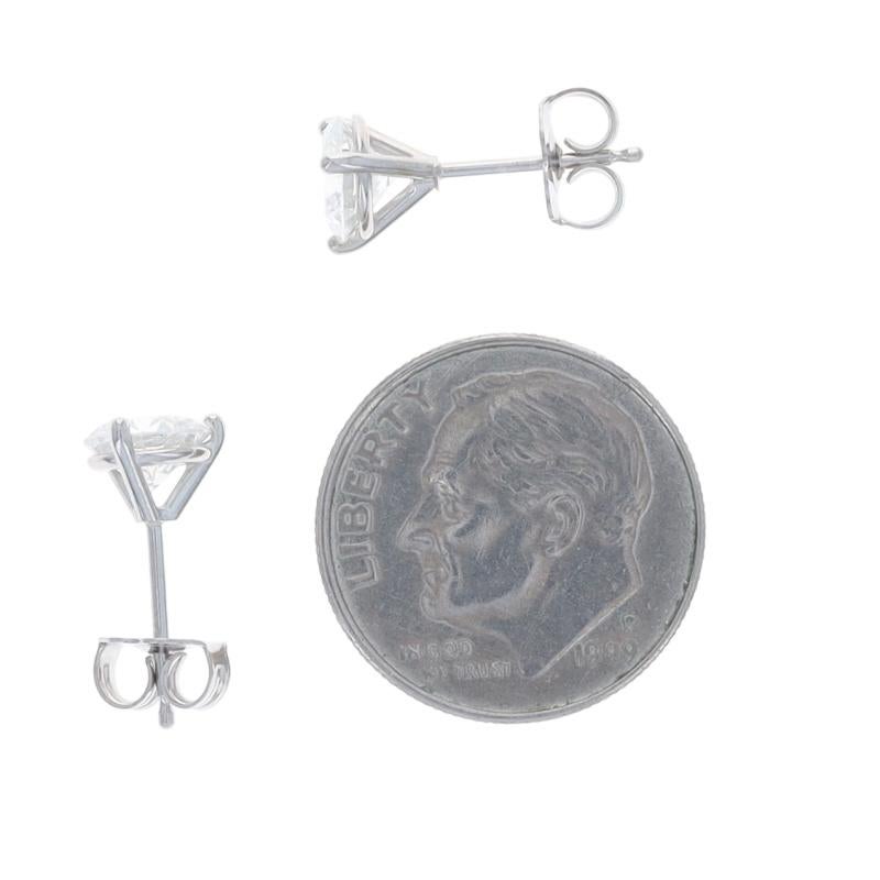  Boucles d'oreilles diamant en or blanc - 14k brillant rond 1.42ctw GIA percé Pour femmes 