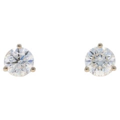 Orecchini con diamanti in oro bianco - 14k Round Brilliante 1.45ctw - Forati
