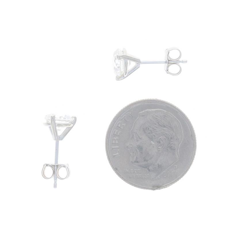 Women's White Gold Diamond Stud Earrings - 14k Round Brilliant 1.48ctw Pierced