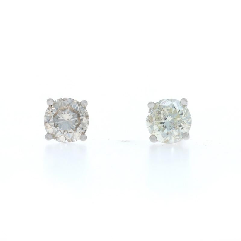 Pendientes de oro blanco con diamantes - 14k Brillante redondo 1,56ctw en venta