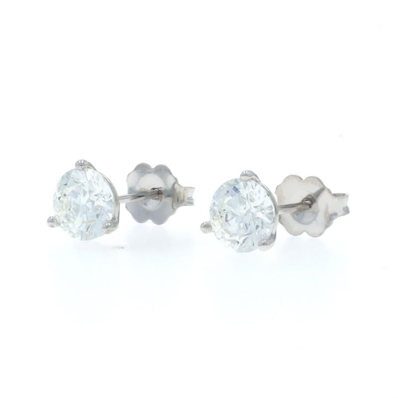 Taglio rotondo Orecchini con diamanti in oro bianco 14k a brillante rotondo da 1,80ctw GIA in vendita